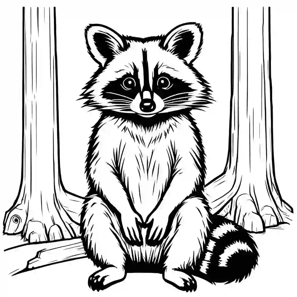 Raccoons coloring pages